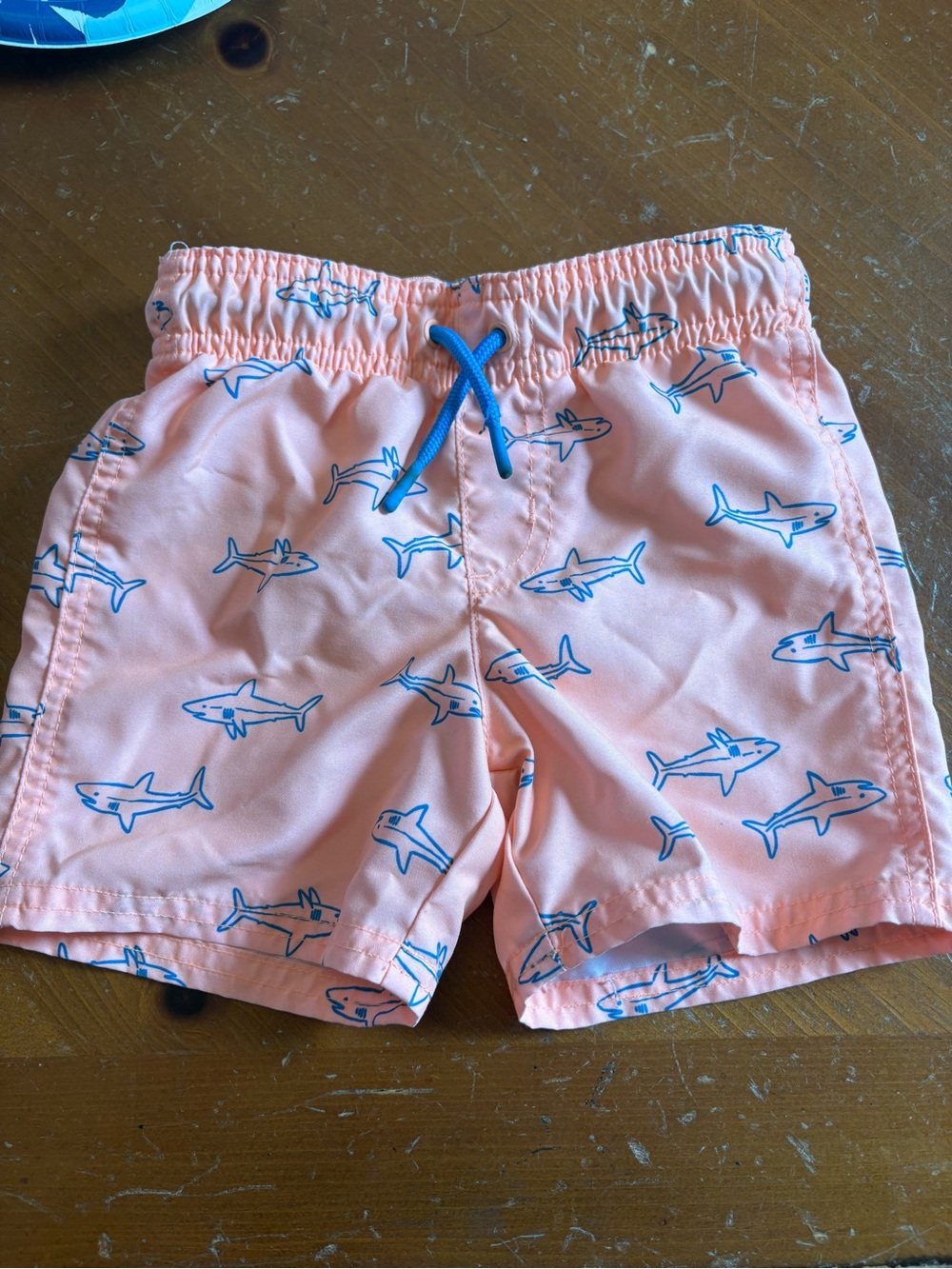 Cat & Jack Pink Swim Shorts with Blue Shark Print